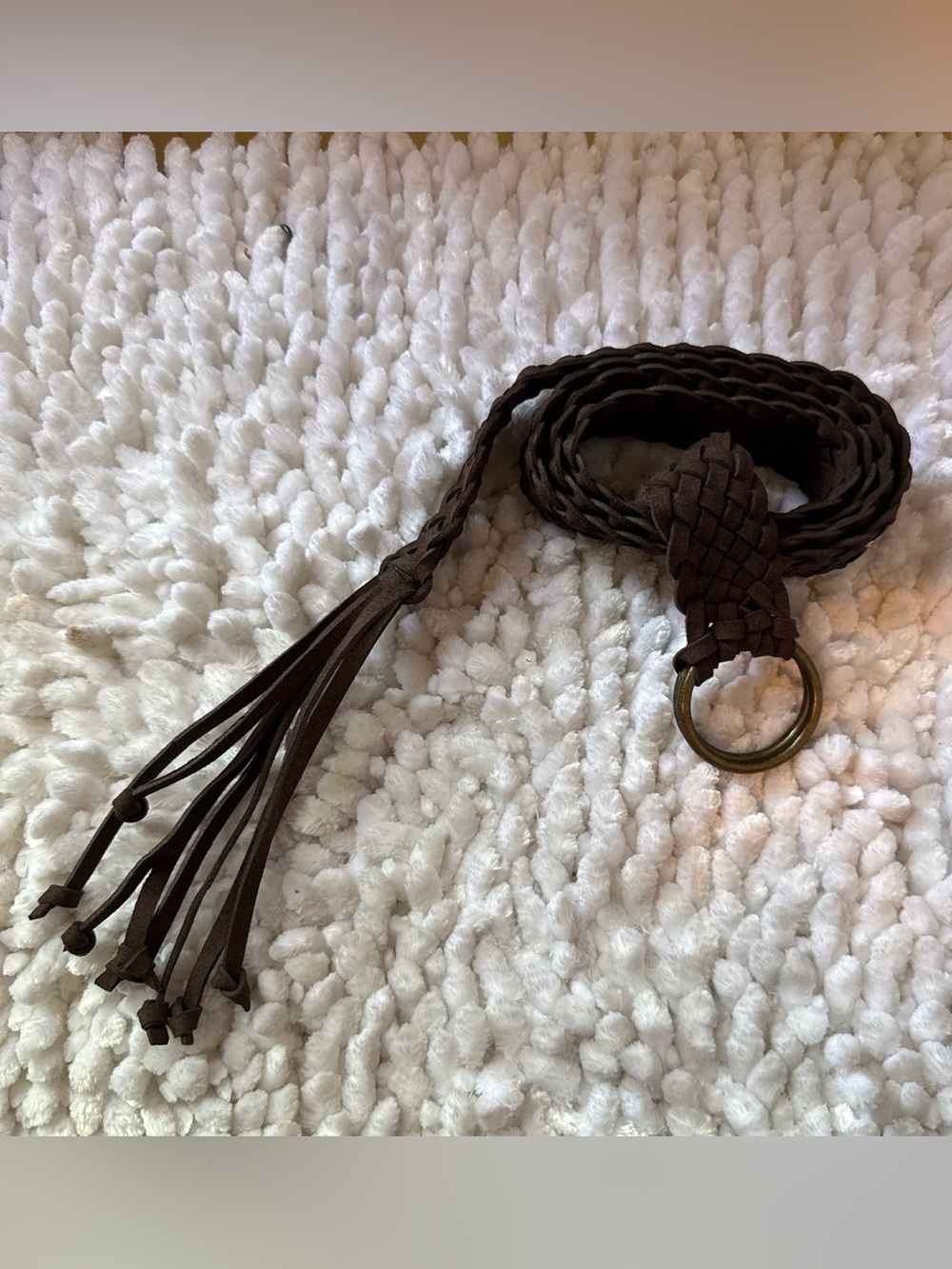 Braided Tassel Waist Belt - Brown